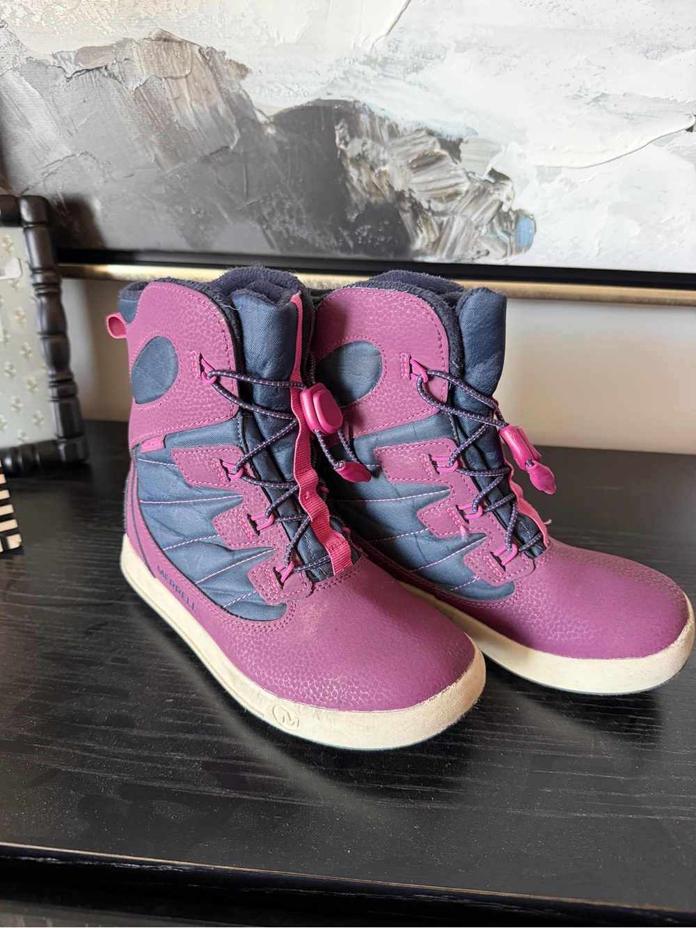Merrell Snow Bank Waterproof Winter Boot Pink & Blue Girls US 2